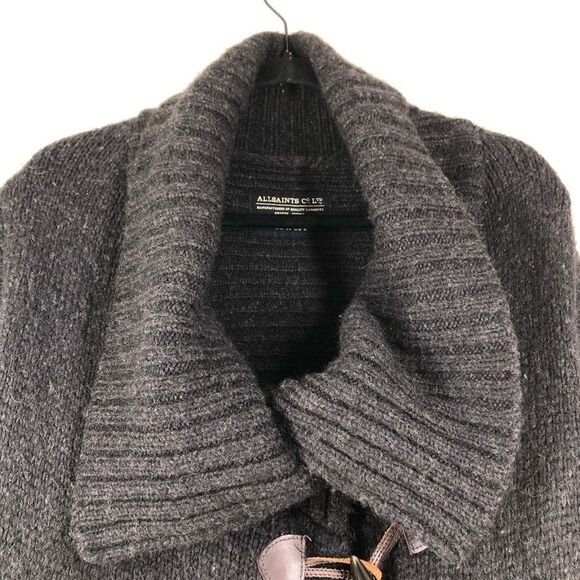 All Saints Black Arion Jacket Royal Alpaca Wool Cardigan Sweater Toggle 6 - Picture 2 of 10